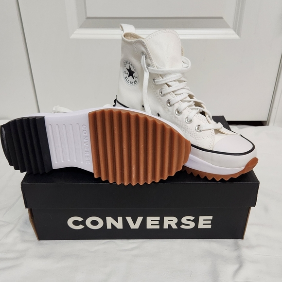 Run Star Hike Canvas Converse Platform W8 M6.5 White/Black/Gum NIB - Picture 4 of 7
